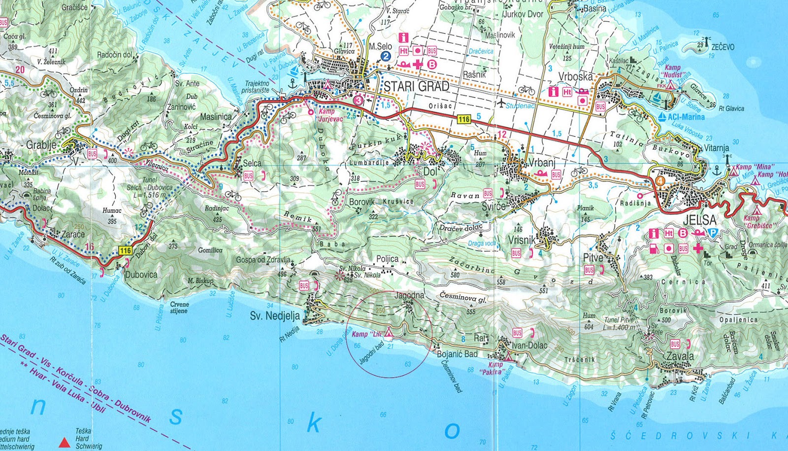 Camp Lili Chorwacja wyspa Hvar mapa.jpg