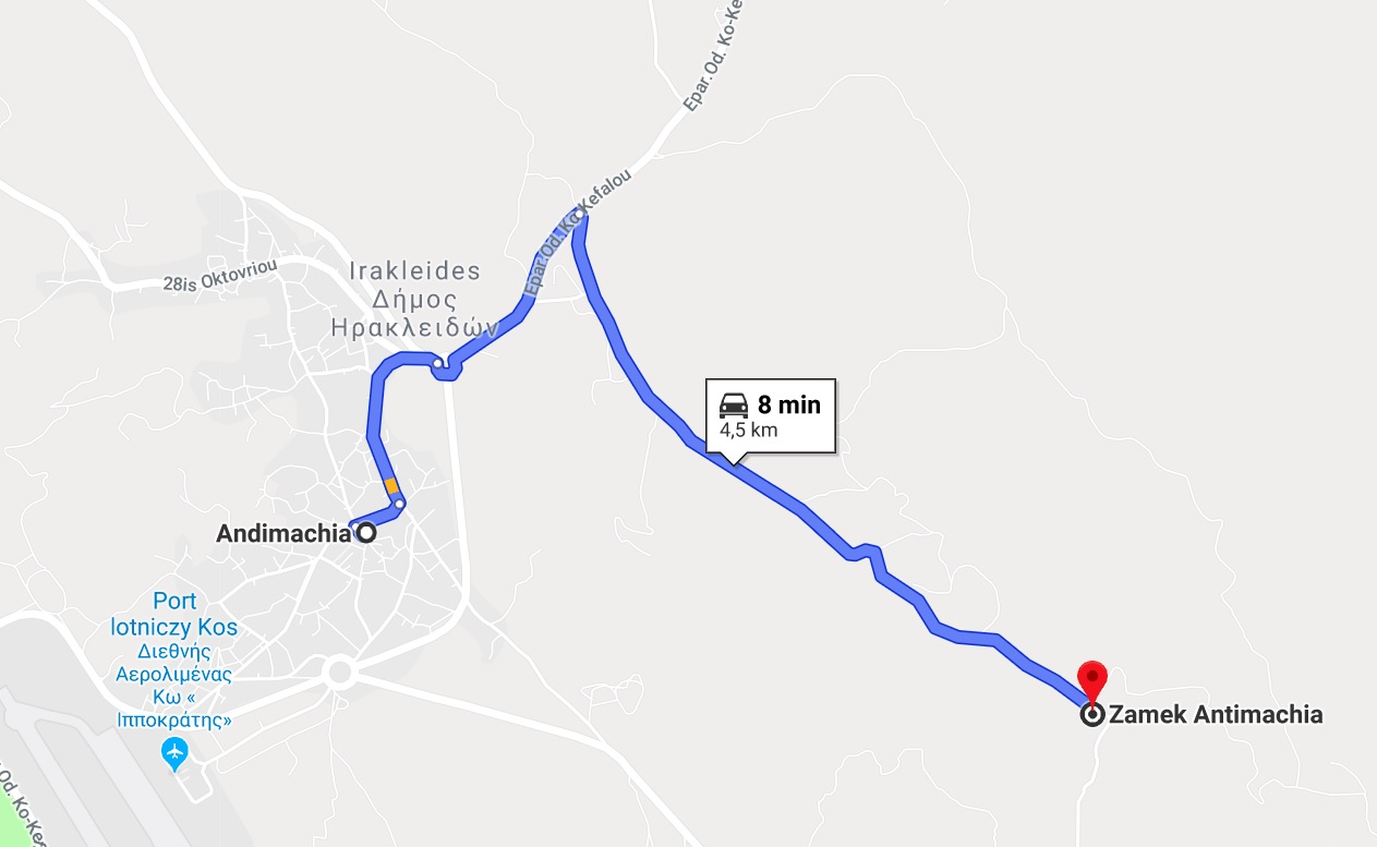 mapka dojazdu Antimachia-Zamek Antimachia.jpg