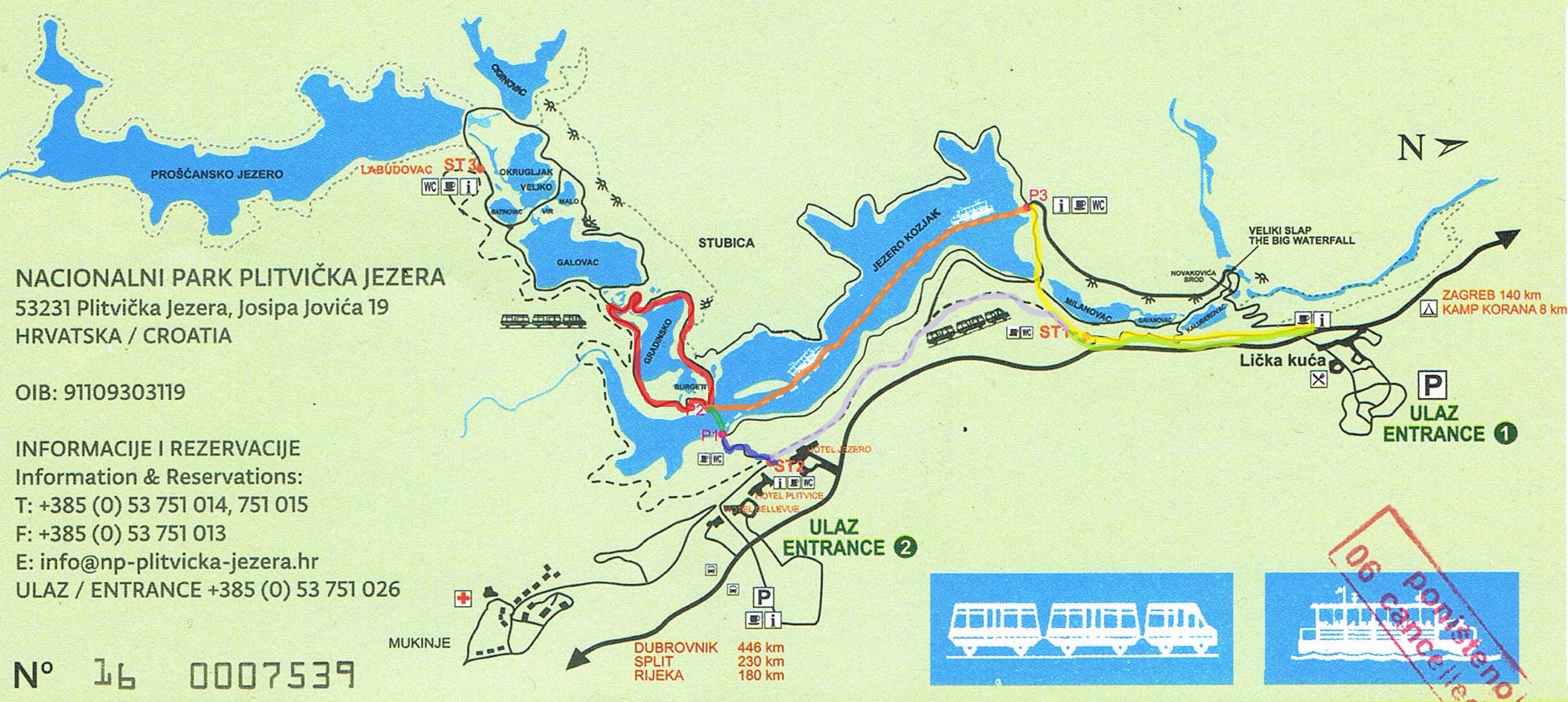 Mapa Jezior Plitwickich z oznaczoną trasą zwiedzania.jpg